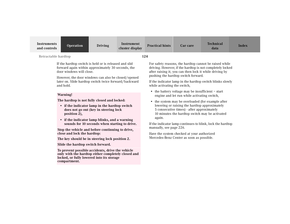 Mercedes-Benz 2001 SLK-Class User Manual | Page 127 / 273