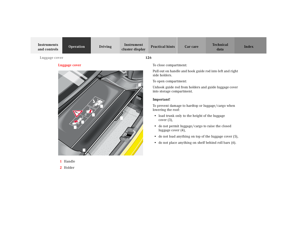 Luggage cover | Mercedes-Benz 2001 SLK-Class User Manual | Page 129 / 273