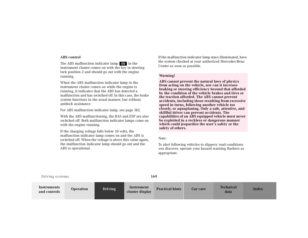 Mercedes-Benz 2001 SLK-Class User Manual | Page 172 / 273