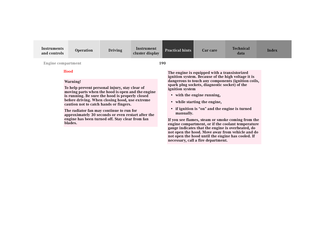 Hood | Mercedes-Benz 2001 SLK-Class User Manual | Page 193 / 273