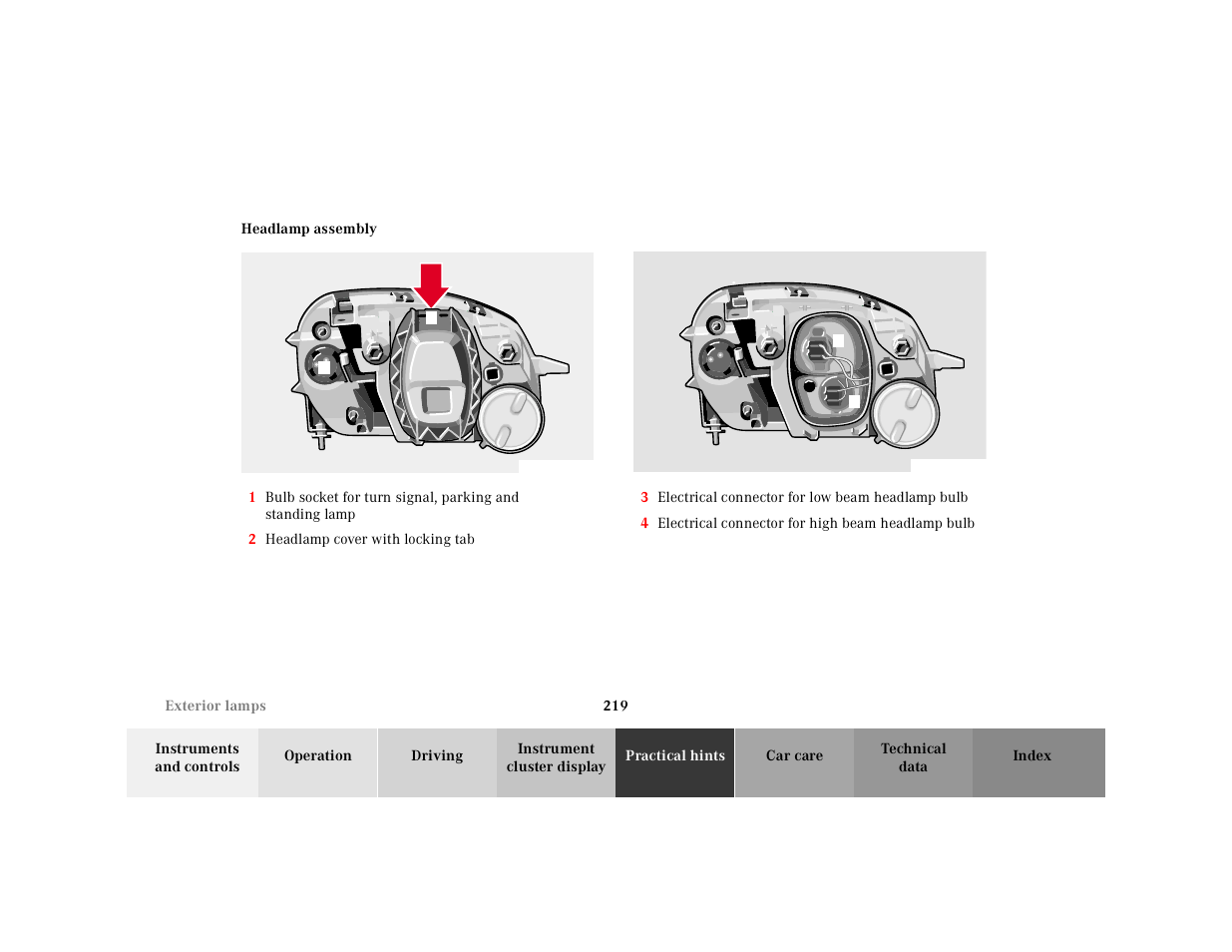 Headlamp assembly, P82.10-2352-26 | Mercedes-Benz 2001 SLK-Class User Manual | Page 222 / 273