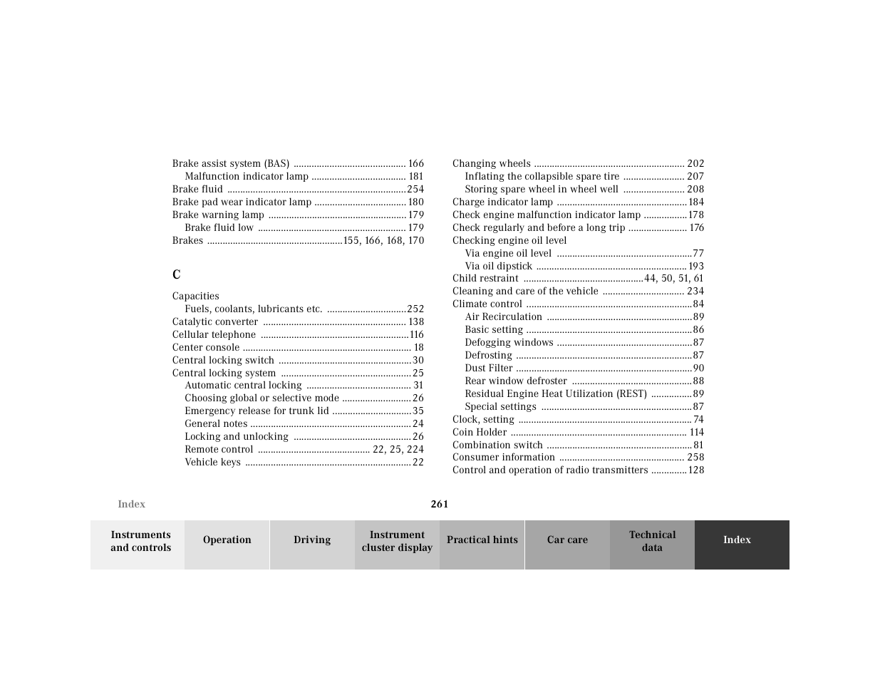Mercedes-Benz 2001 SLK-Class User Manual | Page 264 / 273