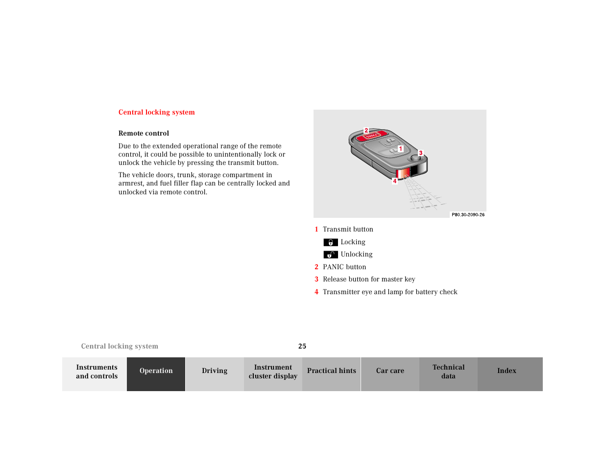 Central locking system, Remote control | Mercedes-Benz 2001 SLK-Class User Manual | Page 28 / 273