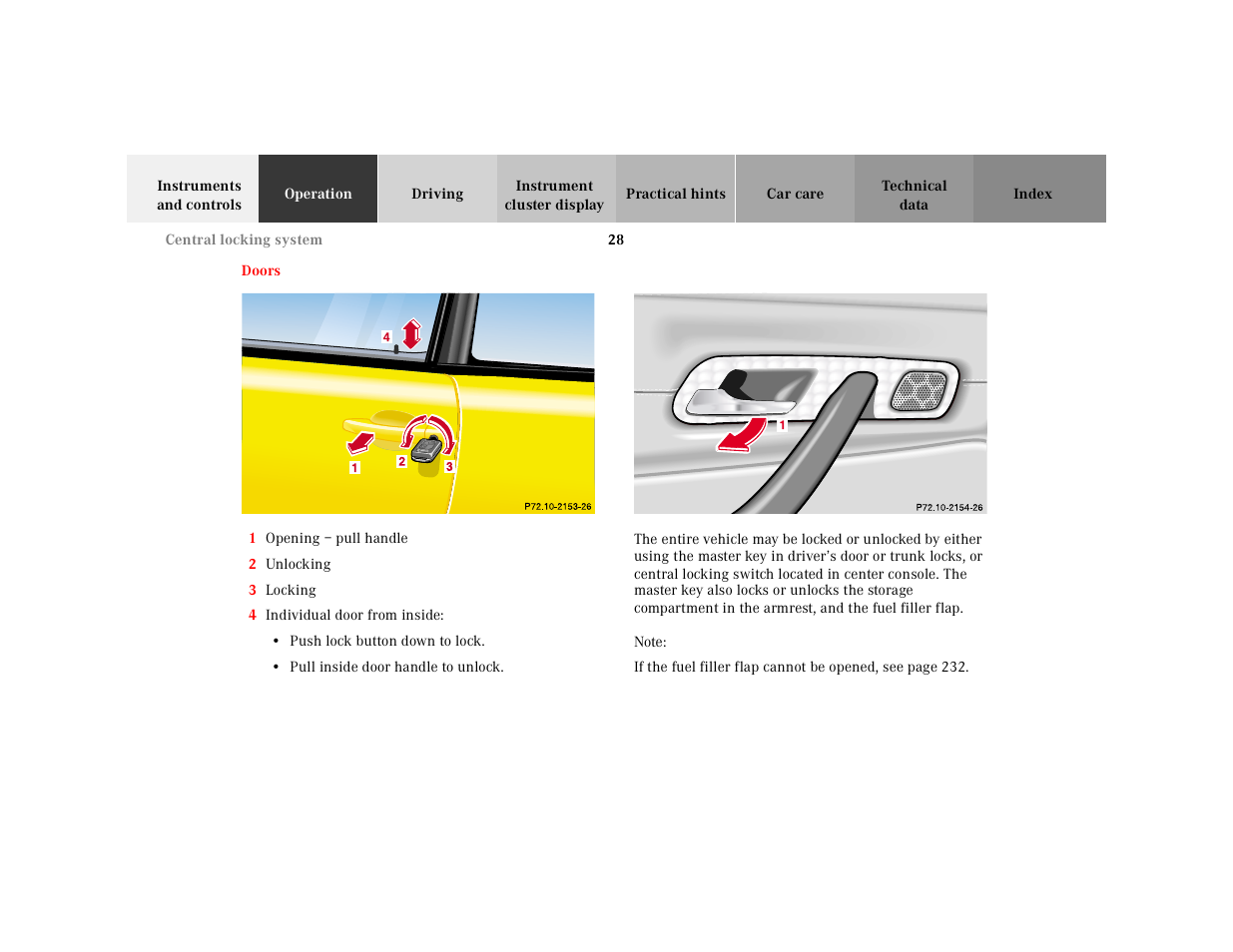 Doors, P72.10-2154-26 | Mercedes-Benz 2001 SLK-Class User Manual | Page 31 / 273