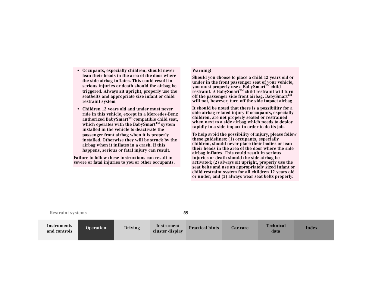 Mercedes-Benz 2001 SLK-Class User Manual | Page 62 / 273