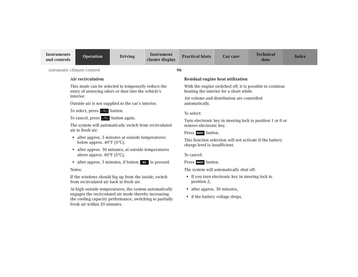 Mercedes-Benz 2002 SL 600 User Manual | Page 100 / 302