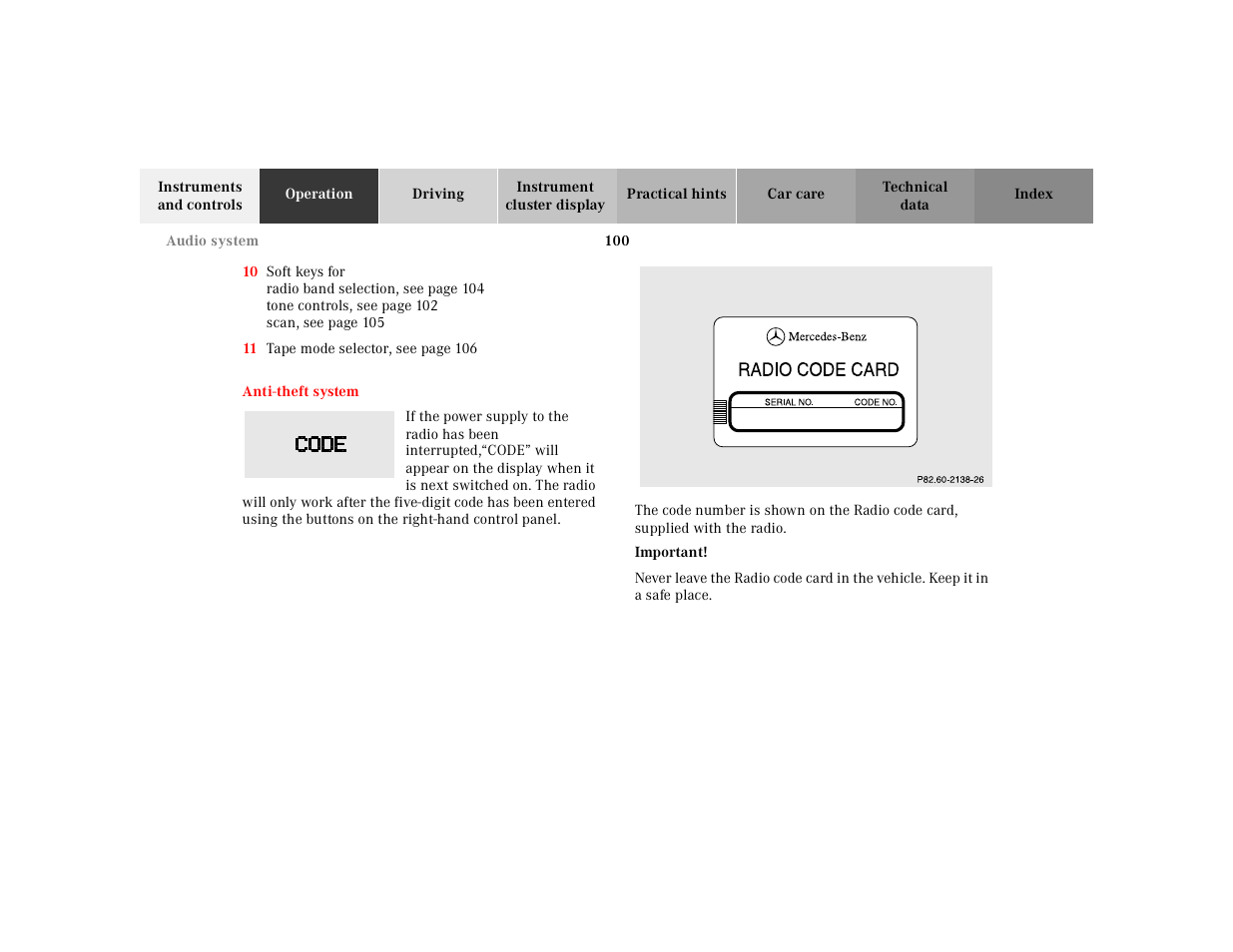 Mercedes-Benz 2002 SL 600 User Manual | Page 104 / 302