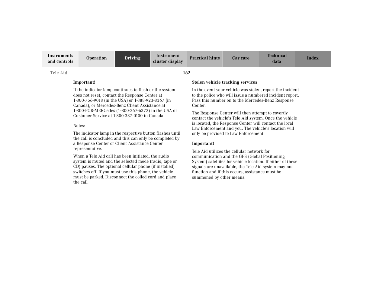 Mercedes-Benz 2002 SL 600 User Manual | Page 166 / 302
