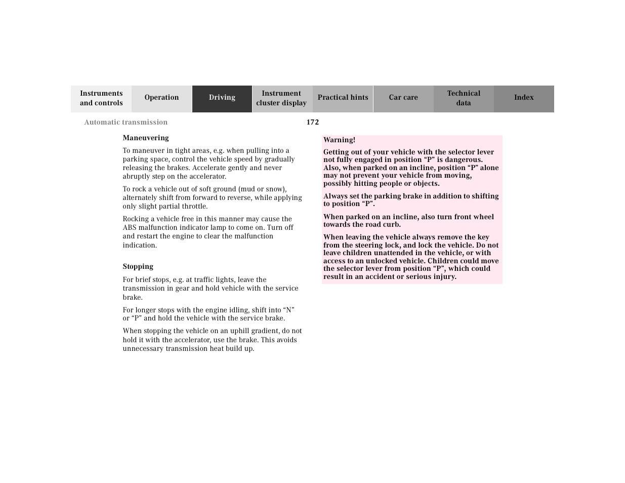 Mercedes-Benz 2002 SL 600 User Manual | Page 176 / 302