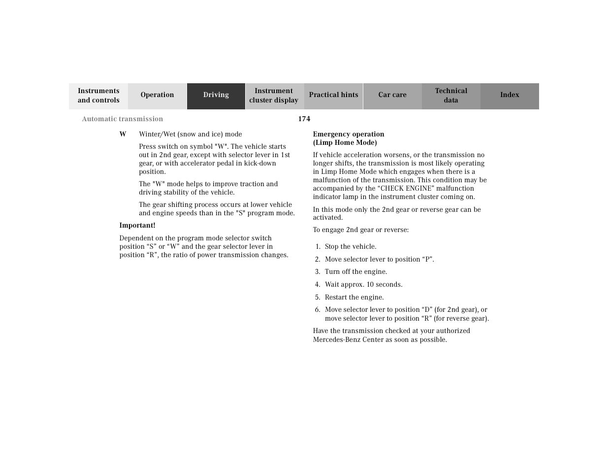 Mercedes-Benz 2002 SL 600 User Manual | Page 178 / 302
