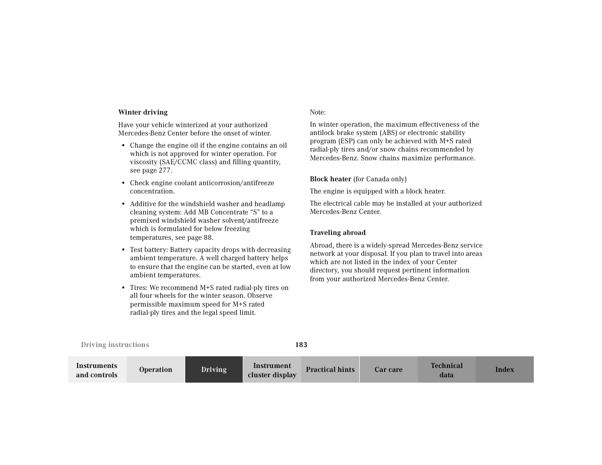 Mercedes-Benz 2002 SL 600 User Manual | Page 187 / 302