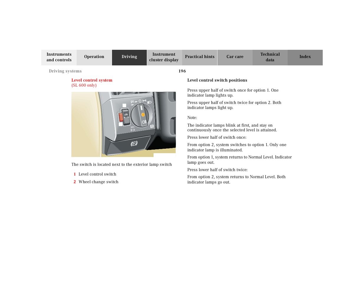 Mercedes-Benz 2002 SL 600 User Manual | Page 200 / 302
