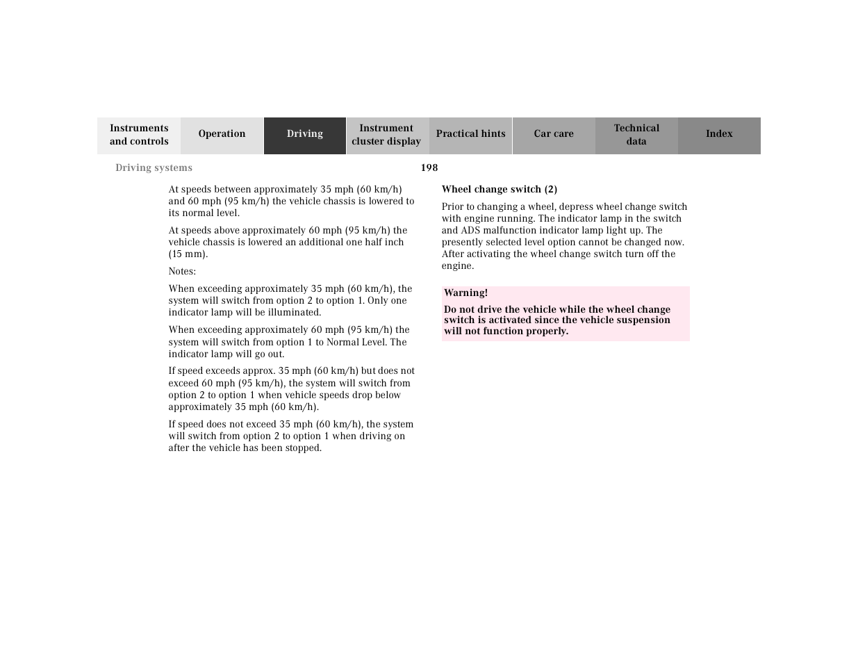 Mercedes-Benz 2002 SL 600 User Manual | Page 202 / 302