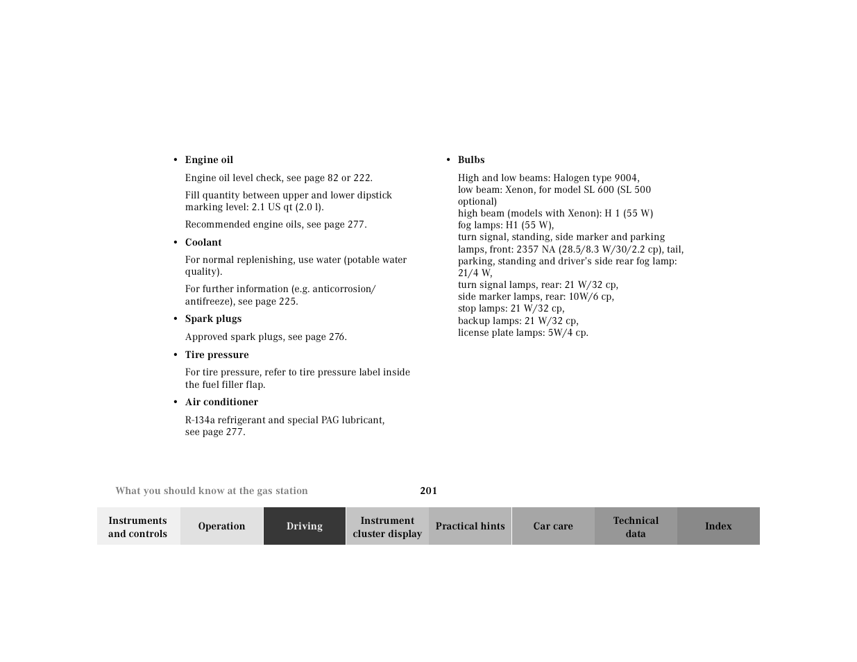Mercedes-Benz 2002 SL 600 User Manual | Page 205 / 302