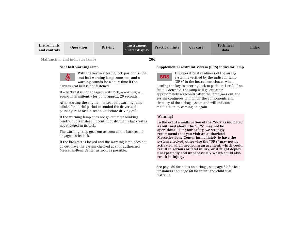 Mercedes-Benz 2002 SL 600 User Manual | Page 210 / 302