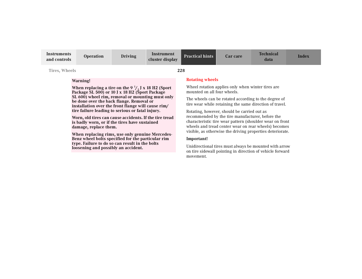 Mercedes-Benz 2002 SL 600 User Manual | Page 232 / 302