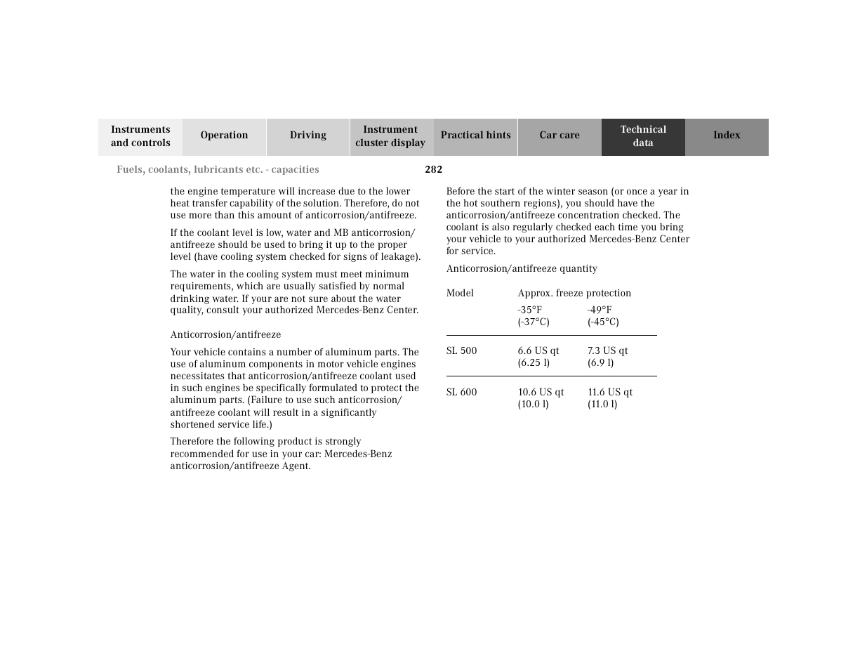 Mercedes-Benz 2002 SL 600 User Manual | Page 286 / 302
