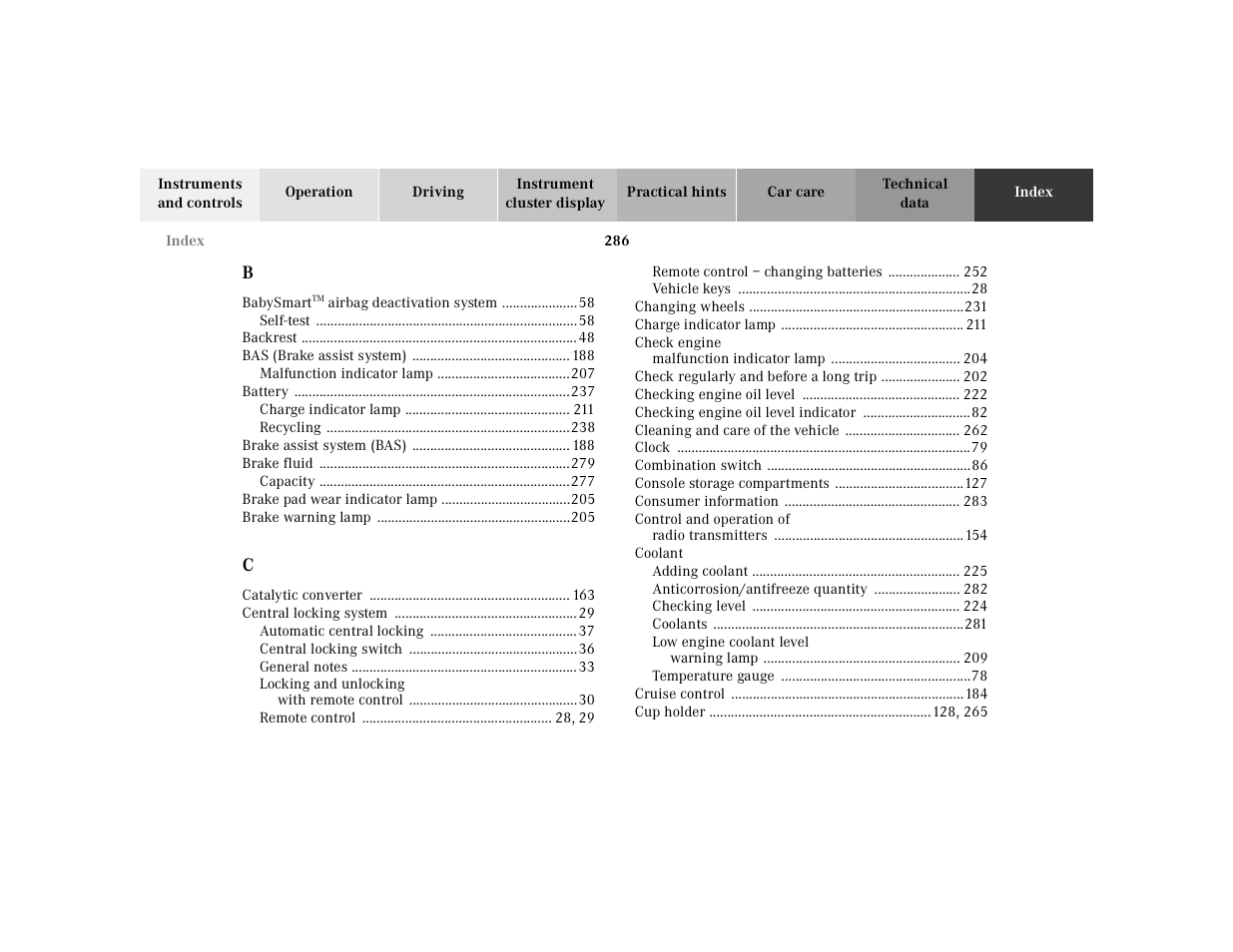 Mercedes-Benz 2002 SL 600 User Manual | Page 290 / 302