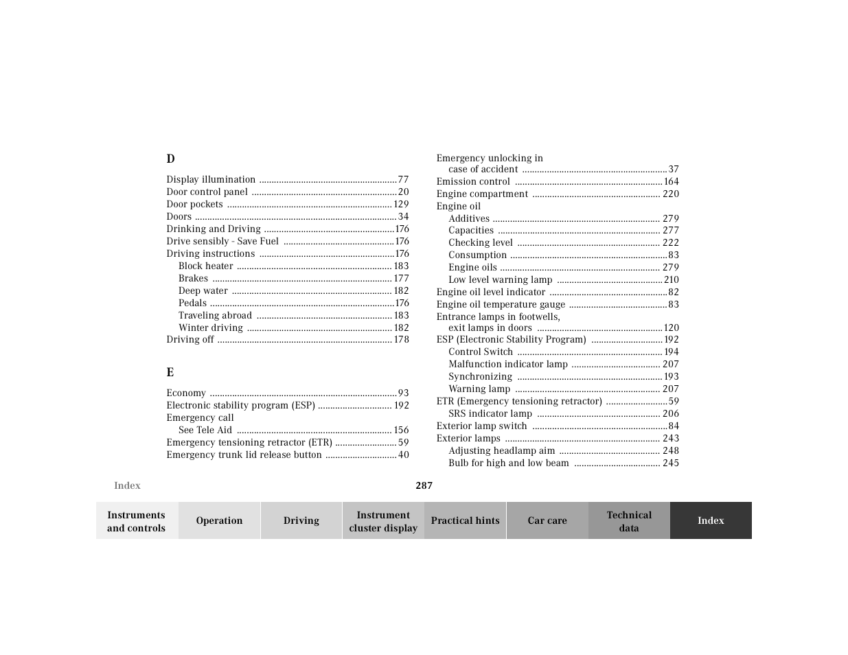 Mercedes-Benz 2002 SL 600 User Manual | Page 291 / 302