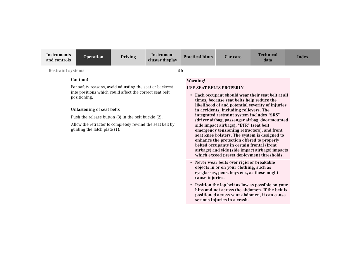 Mercedes-Benz 2002 SL 600 User Manual | Page 60 / 302