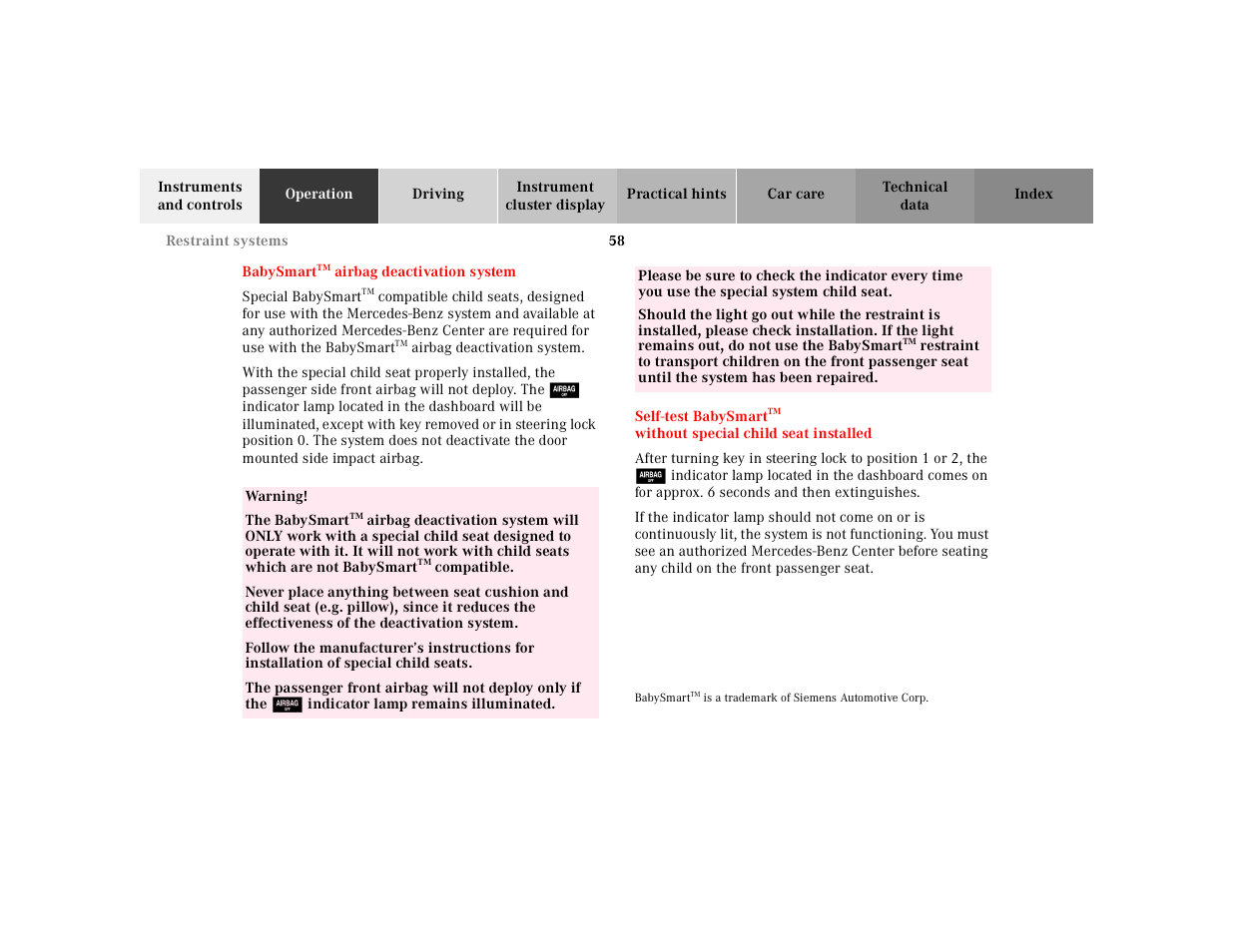 Mercedes-Benz 2002 SL 600 User Manual | Page 62 / 302