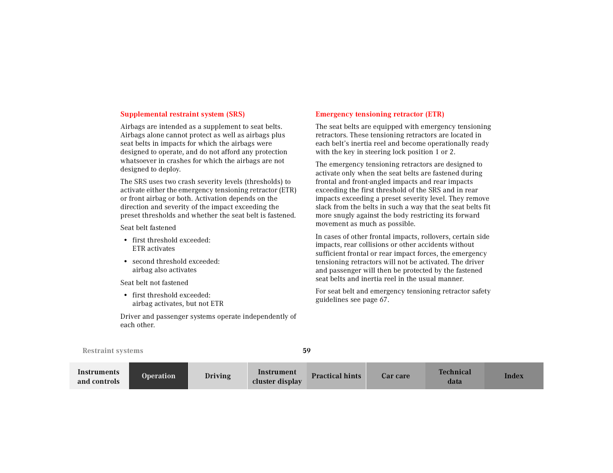 Mercedes-Benz 2002 SL 600 User Manual | Page 63 / 302