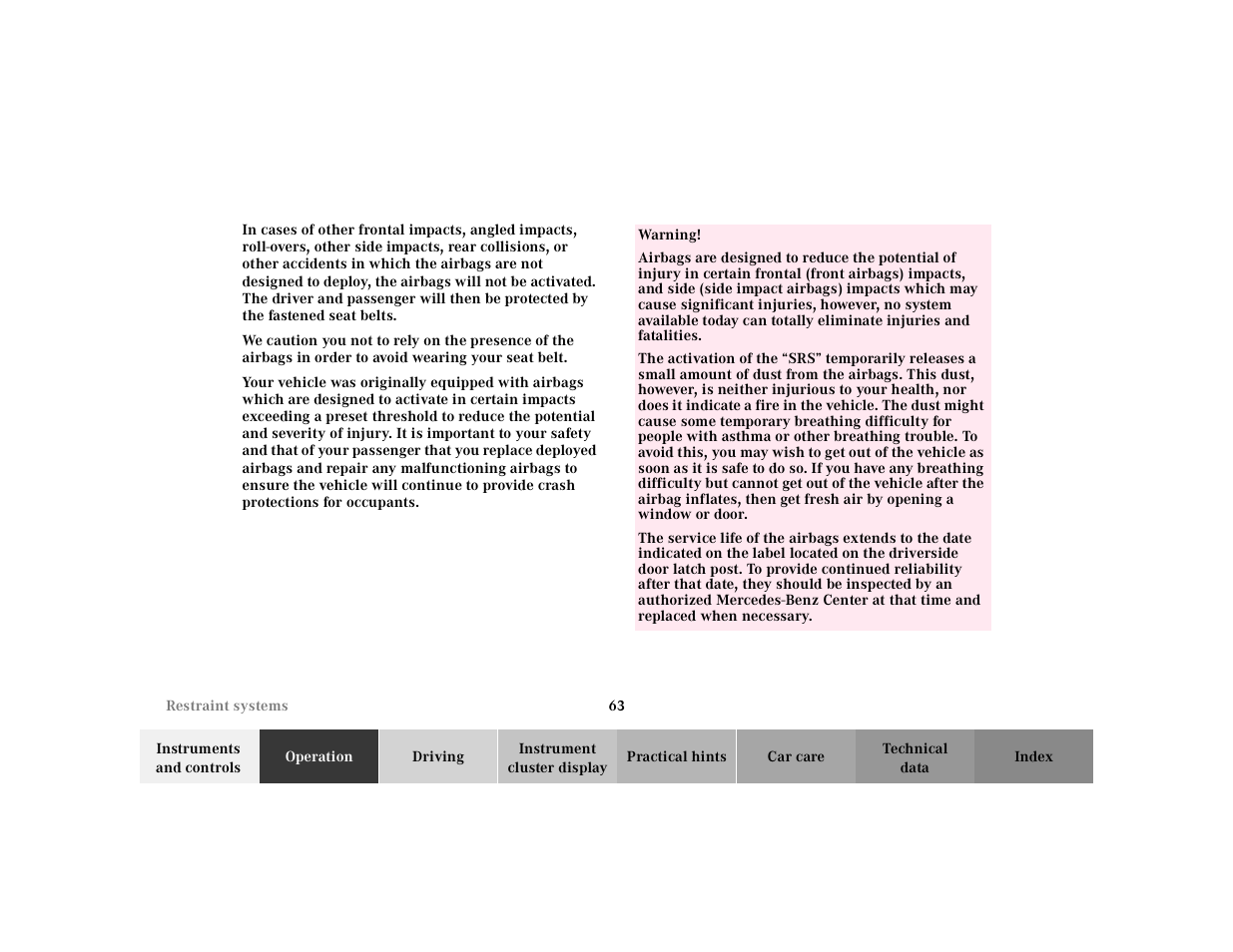 Mercedes-Benz 2002 SL 600 User Manual | Page 67 / 302