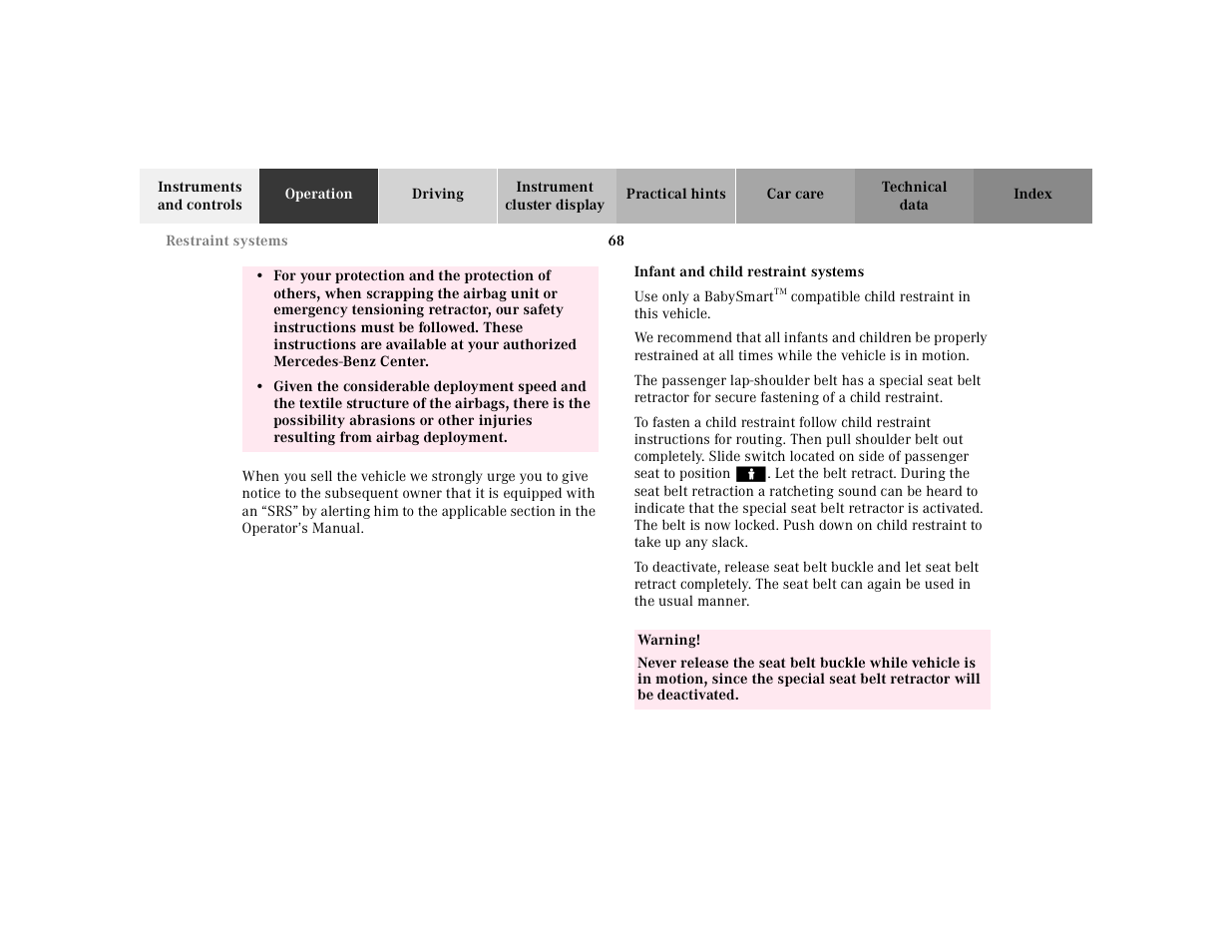 Mercedes-Benz 2002 SL 600 User Manual | Page 72 / 302