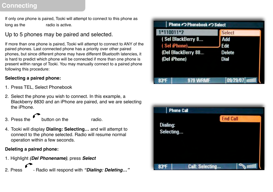 Connecting | Mercedes-Benz BLUETOOTH PHONE INTEGRATION ECP/M MERCEDES User Manual | Page 4 / 10