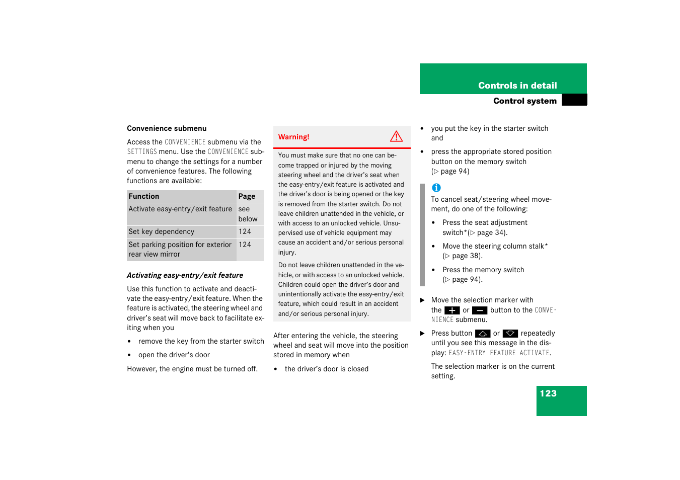 Mercedes-Benz 2003 C-Class Coupe User Manual | Page 123 / 356