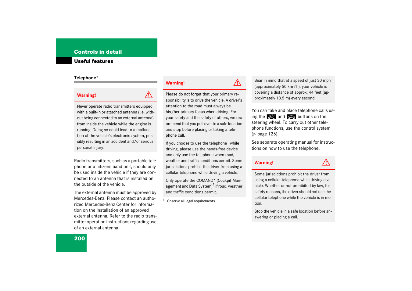 Telephone*;useful features:telephone, Telephone | Mercedes-Benz 2003 C-Class Coupe User Manual | Page 200 / 356