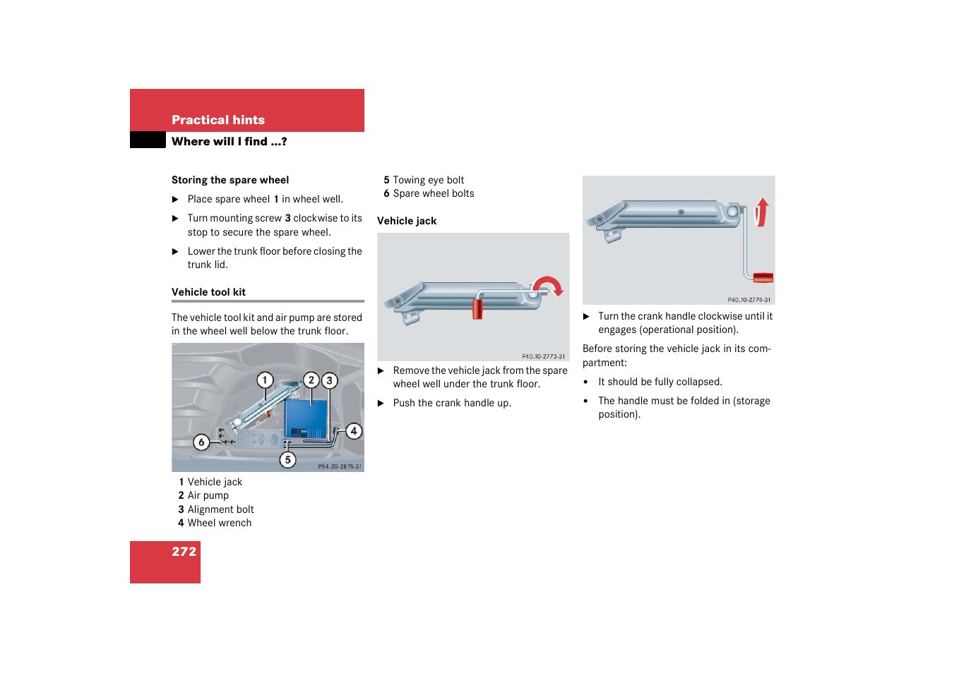 Vehicle tool kit | Mercedes-Benz 2003 C-Class Coupe User Manual | Page 272 / 356