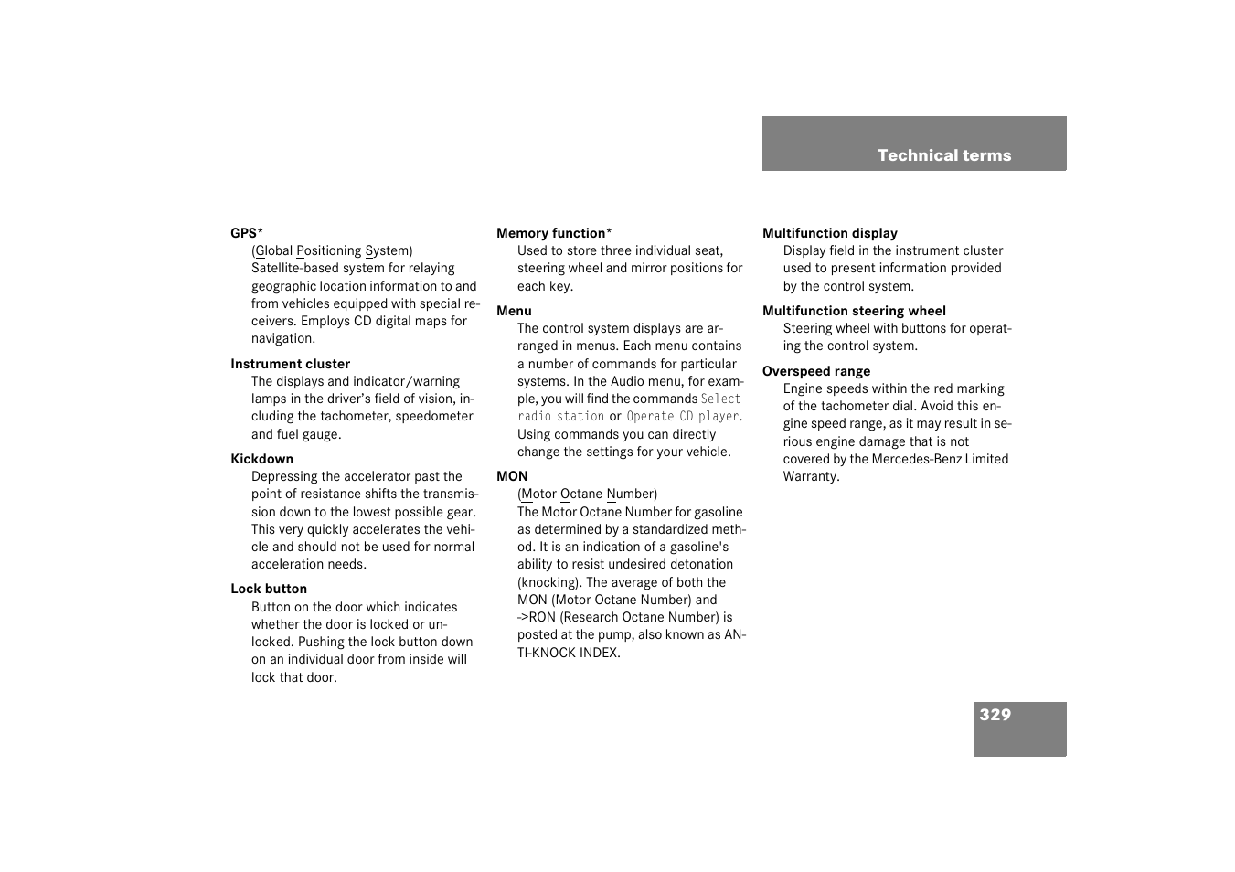 Mercedes-Benz 2003 C-Class Coupe User Manual | Page 329 / 356