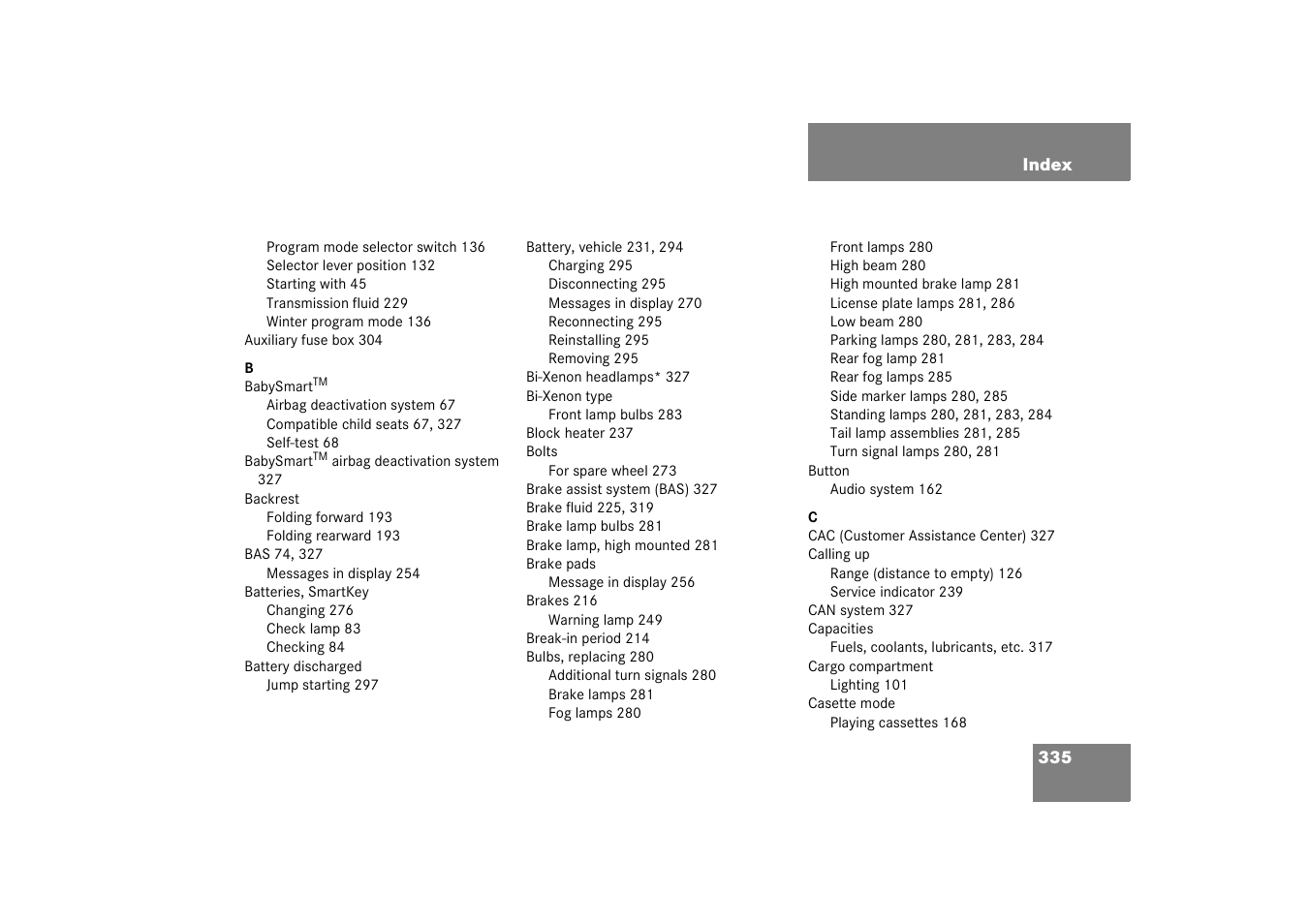 Mercedes-Benz 2003 C-Class Coupe User Manual | Page 335 / 356