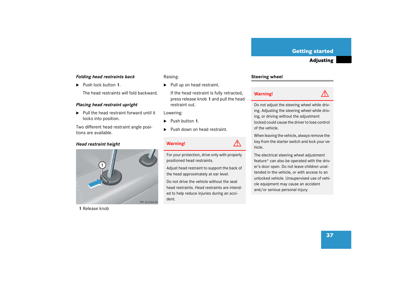 Steering wheel | Mercedes-Benz 2003 C-Class Coupe User Manual | Page 37 / 356