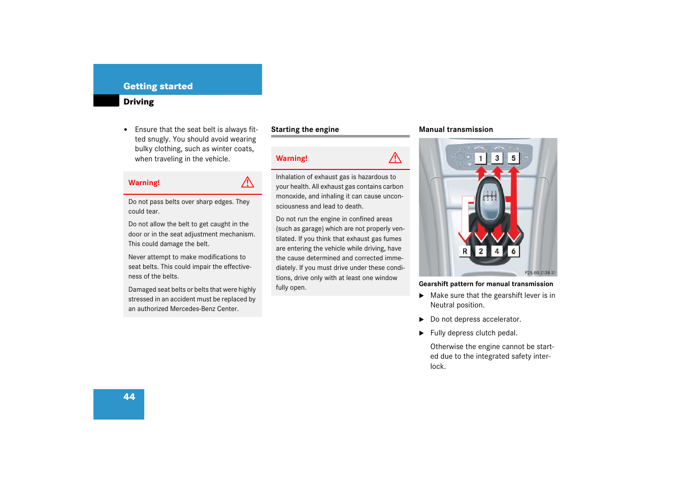 Starting the engine | Mercedes-Benz 2003 C-Class Coupe User Manual | Page 44 / 356