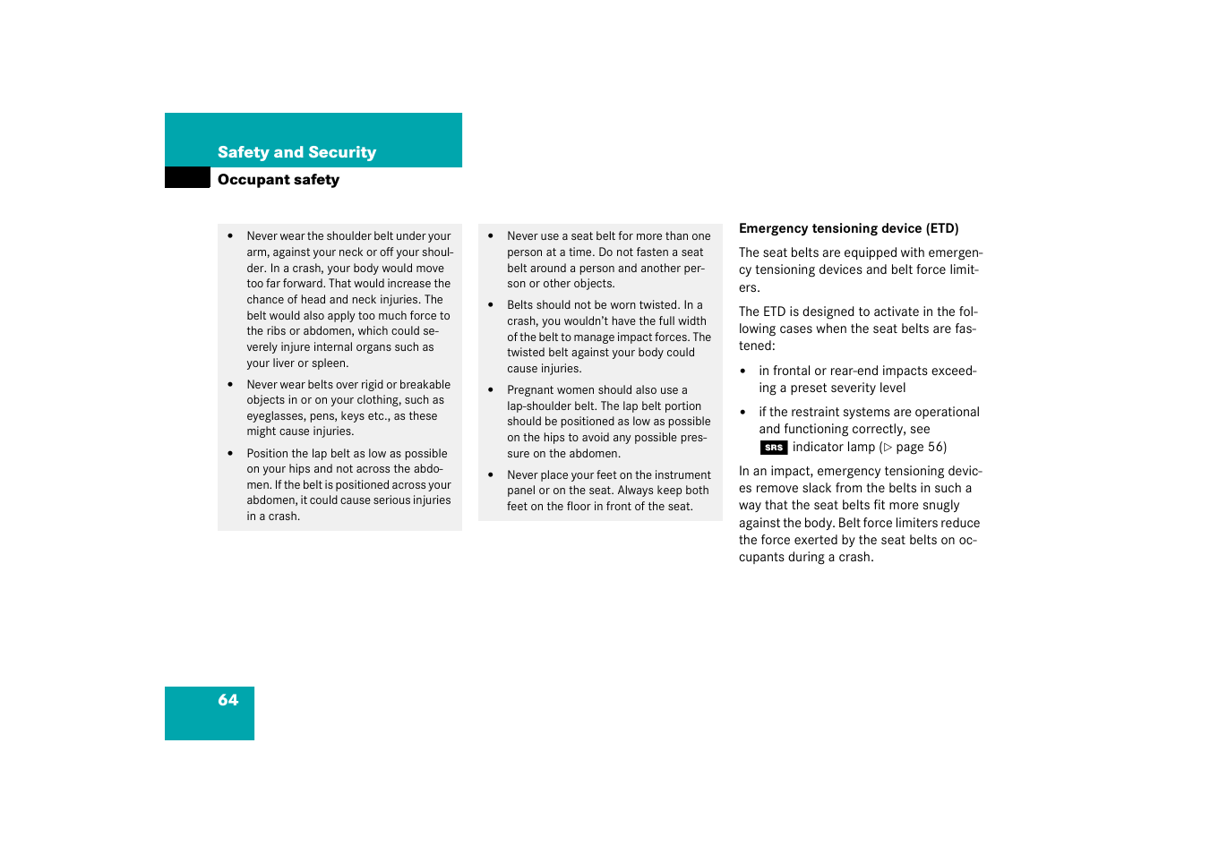 Mercedes-Benz 2003 C-Class Coupe User Manual | Page 64 / 356