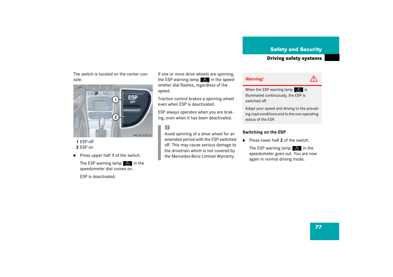 Mercedes-Benz 2003 C-Class Coupe User Manual | Page 77 / 356