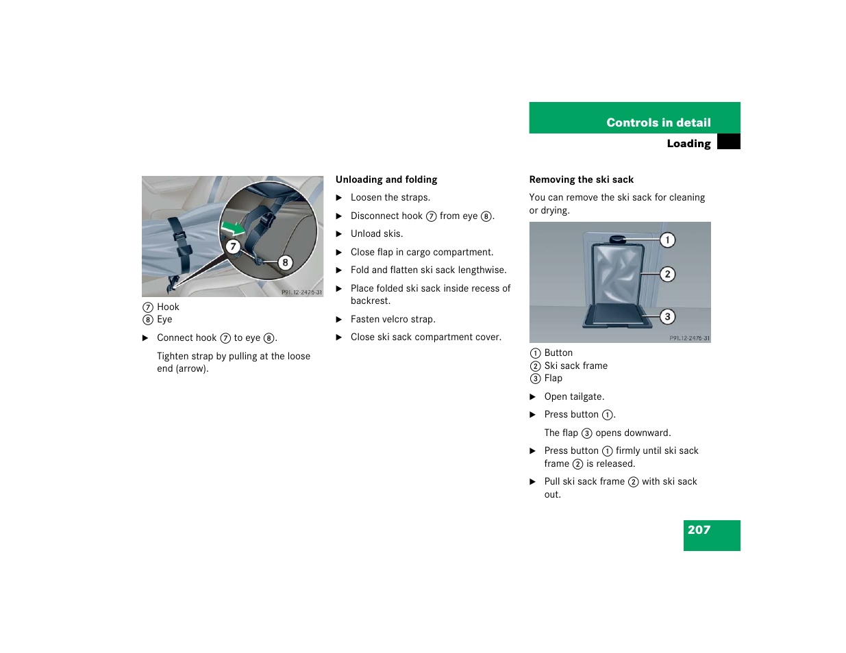 207 controls in detail | Mercedes-Benz 2004 C-Class Wagon User Manual | Page 207 / 400