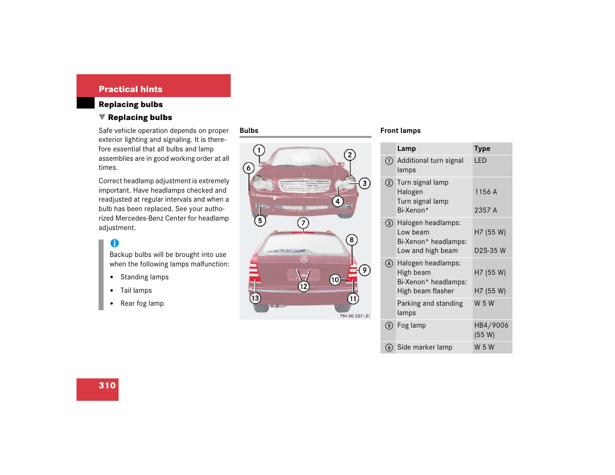 Mercedes-Benz 2004 C-Class Wagon User Manual | Page 310 / 400