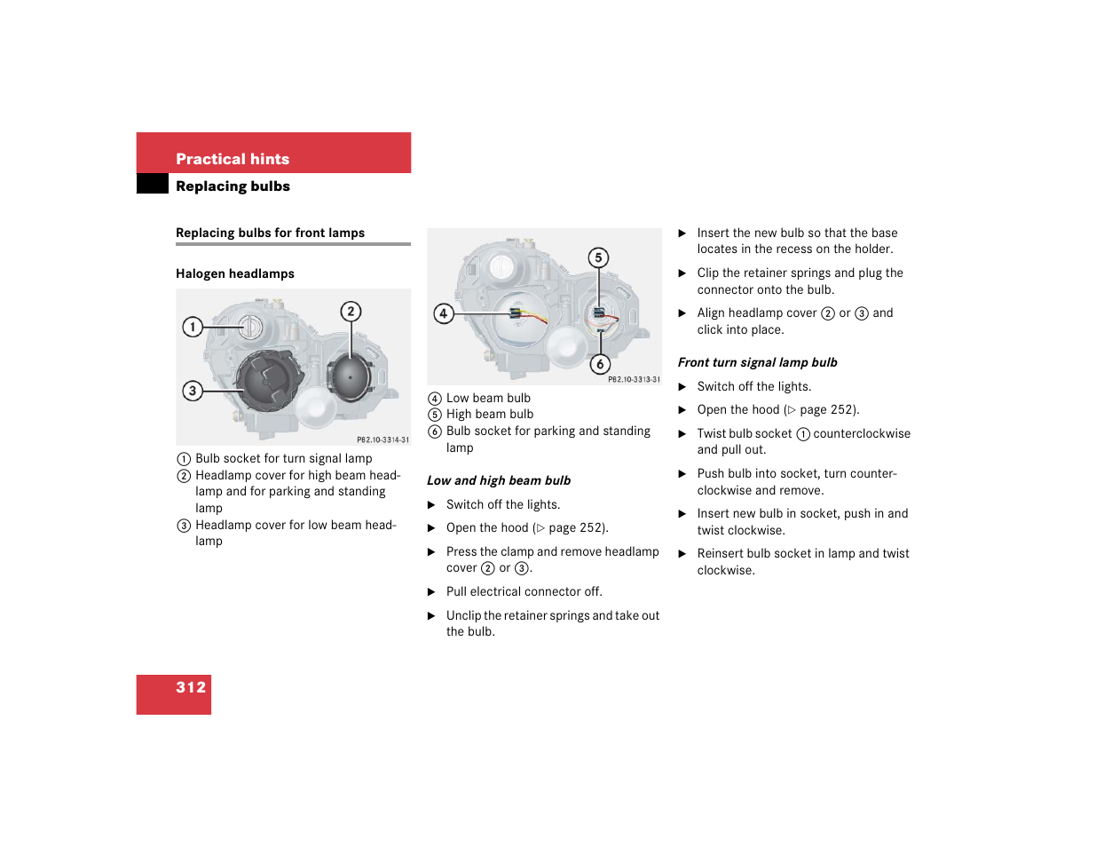 312 practical hints | Mercedes-Benz 2004 C-Class Wagon User Manual | Page 312 / 400