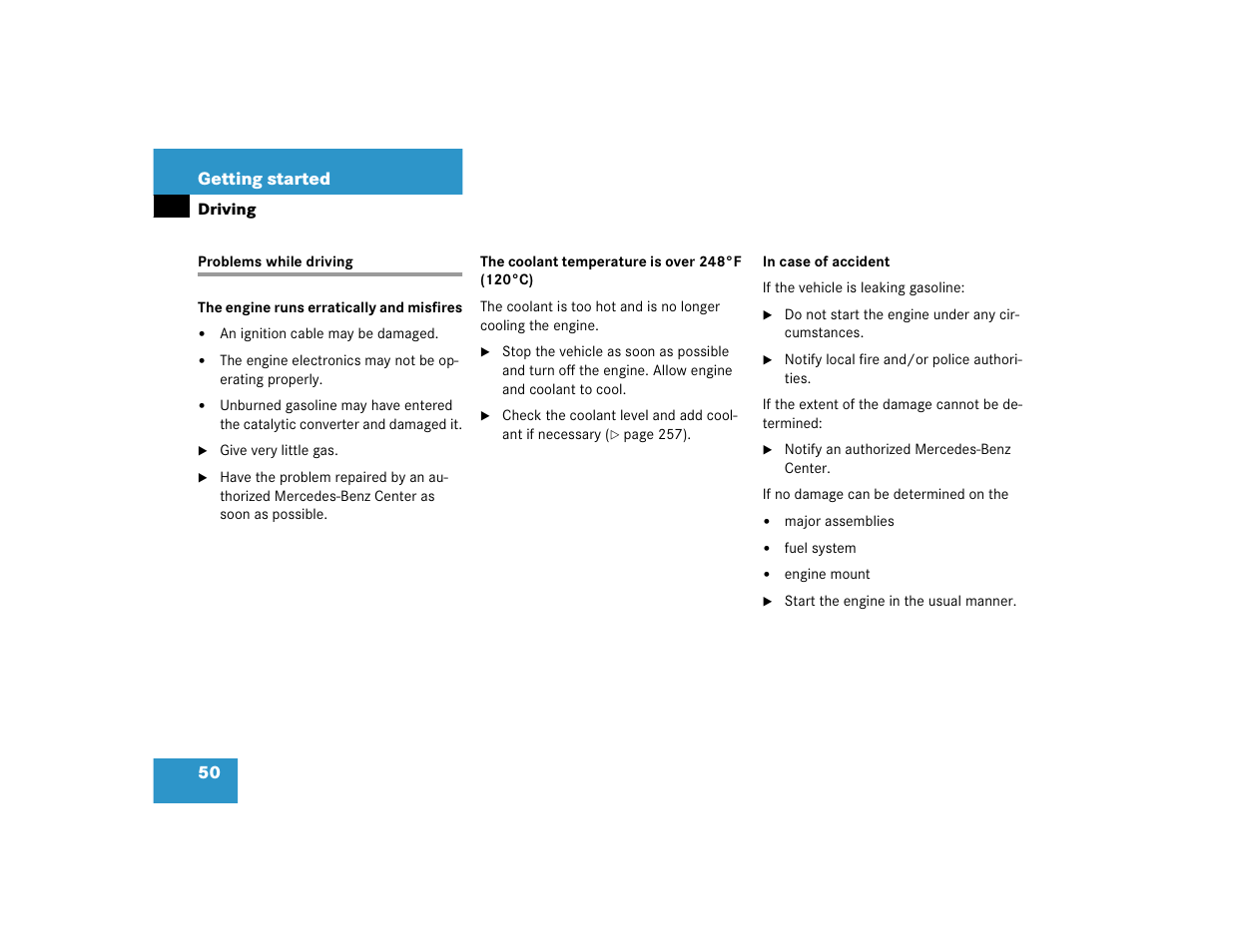 50 getting started | Mercedes-Benz 2004 C-Class Wagon User Manual | Page 50 / 400
