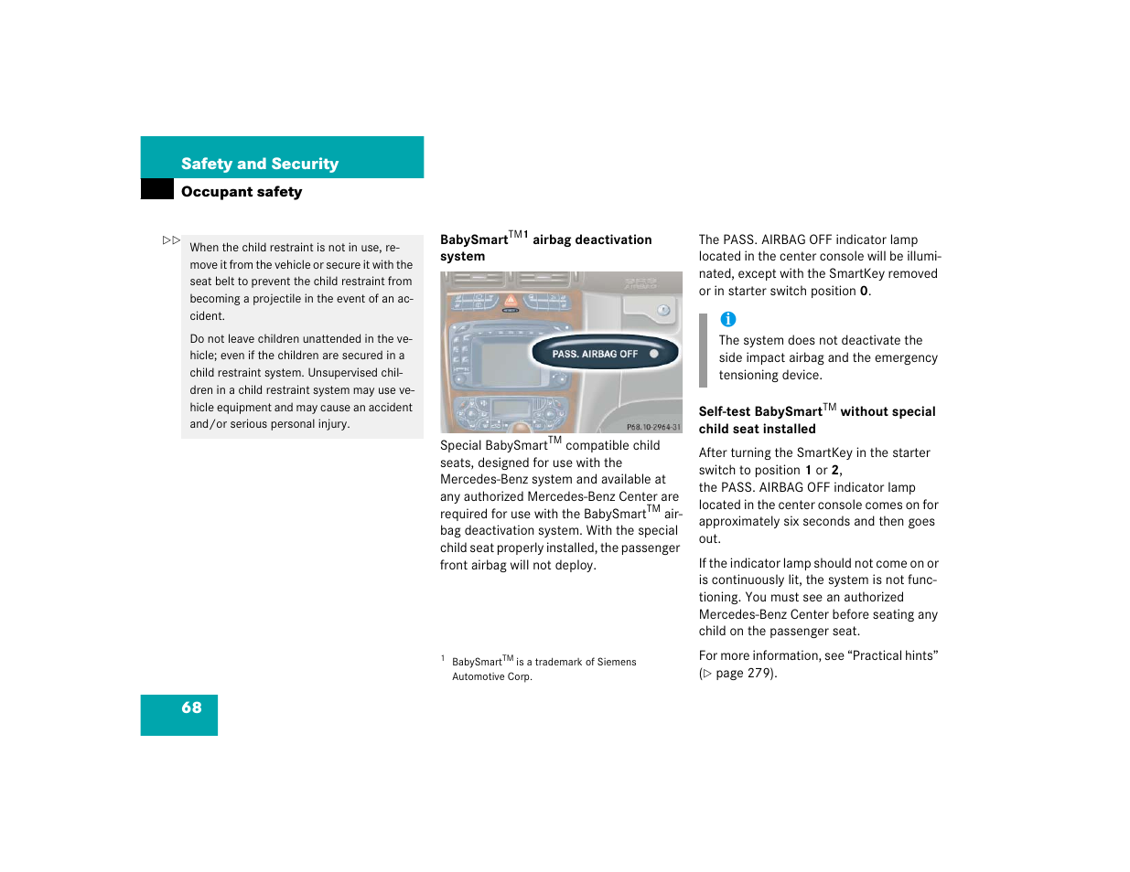 68 safety and security | Mercedes-Benz 2004 C-Class Wagon User Manual | Page 68 / 400
