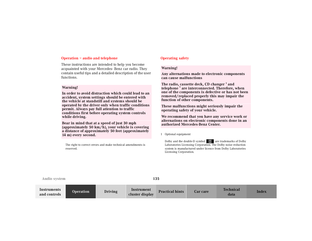 Mercedes-Benz 2001 E -Class Wagon User Manual | Page 138 / 345