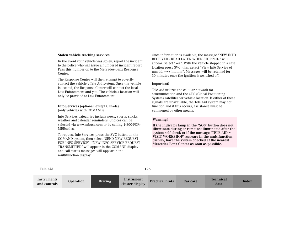 Mercedes-Benz 2001 E -Class Wagon User Manual | Page 198 / 345