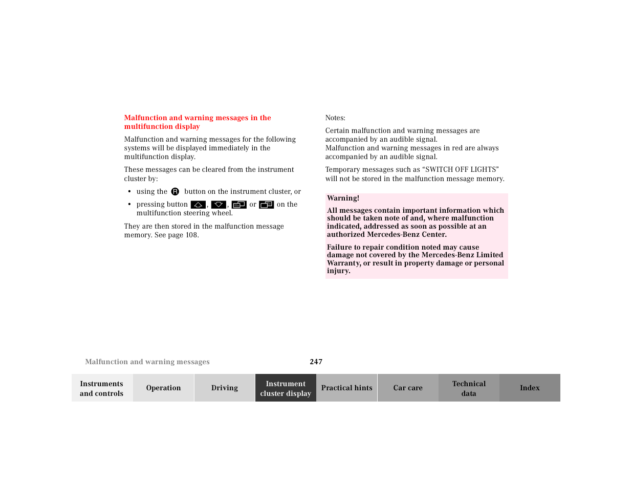 Mercedes-Benz 2001 E -Class Wagon User Manual | Page 250 / 345