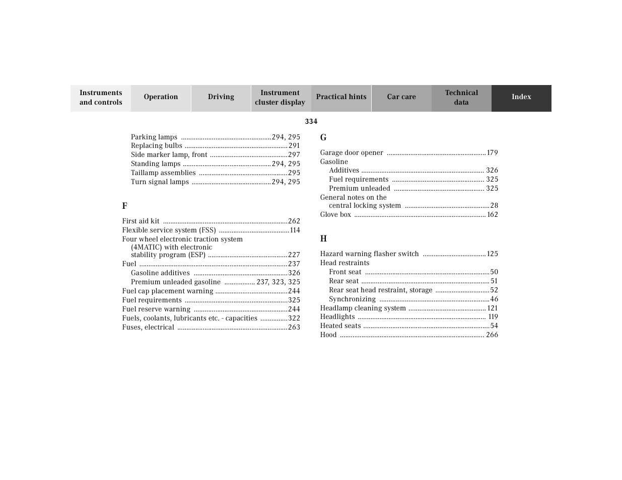 Mercedes-Benz 2001 E -Class Wagon User Manual | Page 337 / 345