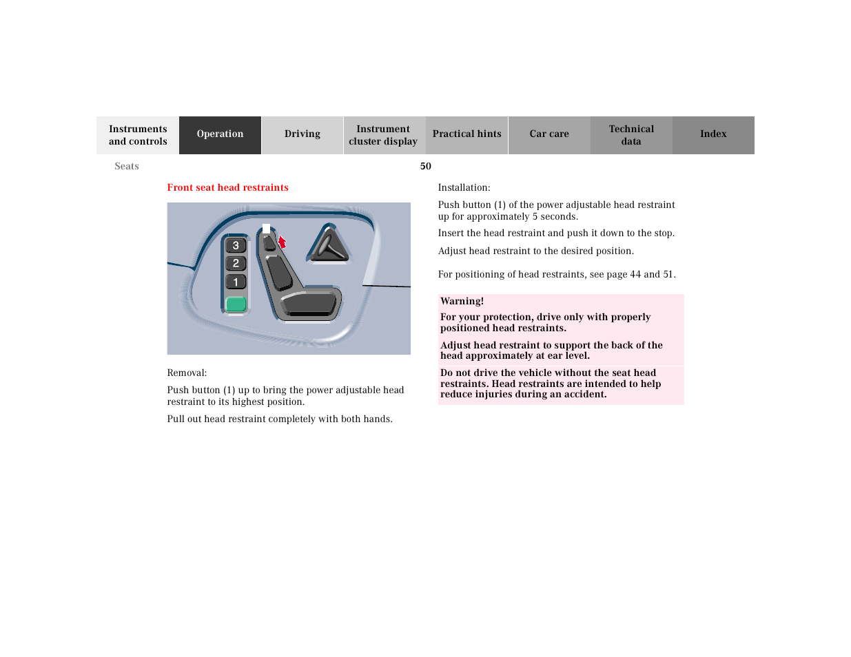 Mercedes-Benz 2001 E -Class Wagon User Manual | Page 53 / 345