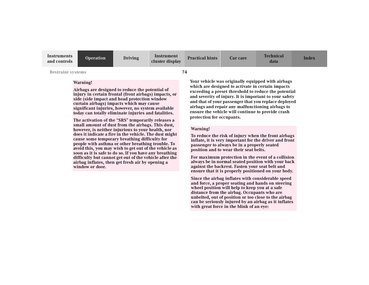 Mercedes-Benz 2001 E -Class Wagon User Manual | Page 77 / 345