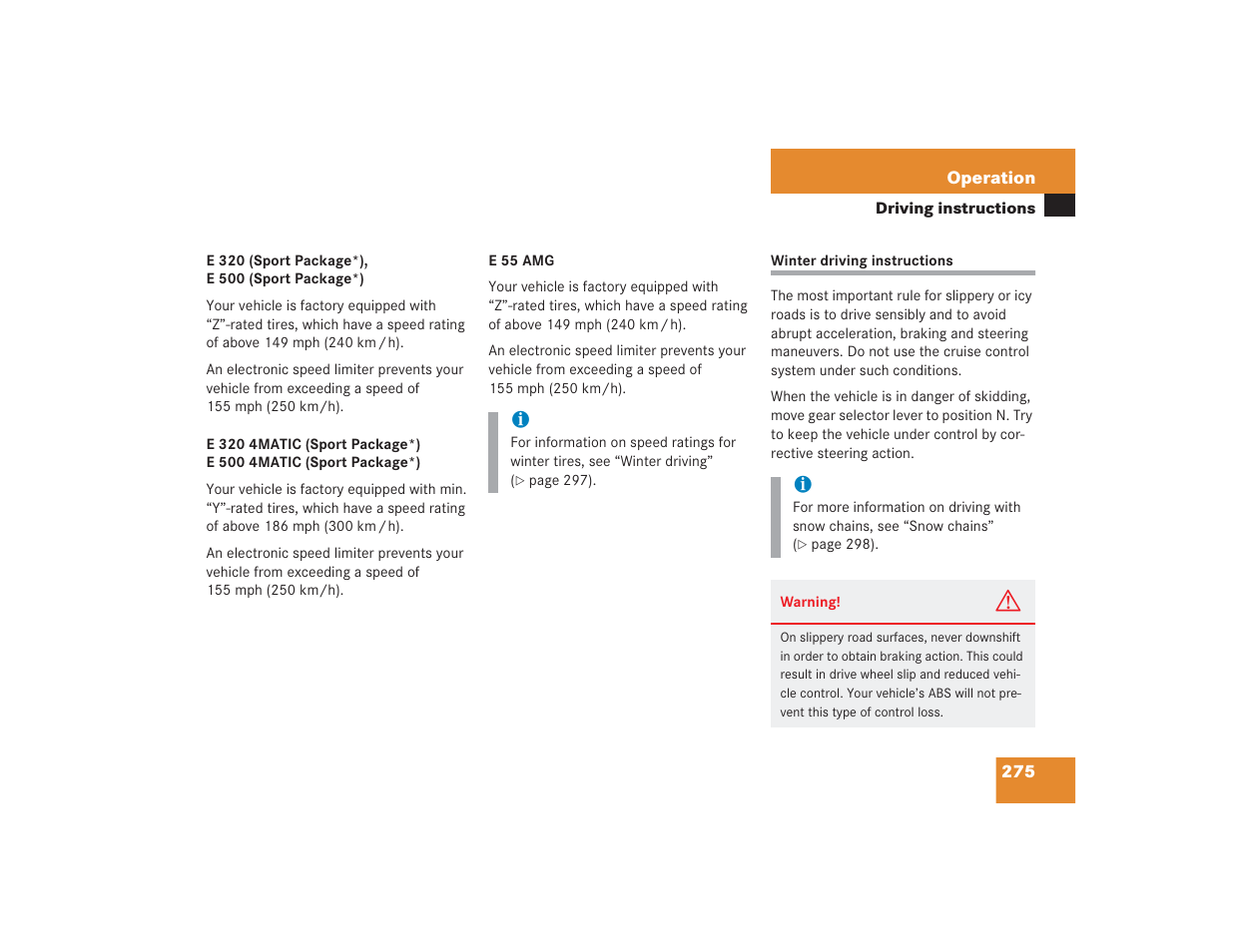 Mercedes-Benz 2004 E 55 AMG User Manual | Page 276 / 451